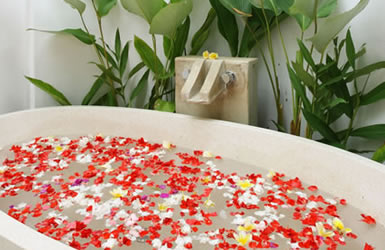 Complimentary flower bath for pampering