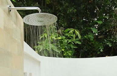 Private open air flower bath and rain shower